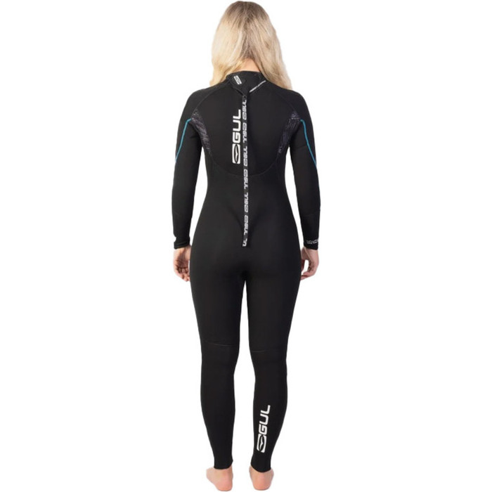 2024 Gul Womens Response 5/3mm Back Zip Wetsuit & Wetsuit Slide Hanger Bundle RE12B - Black